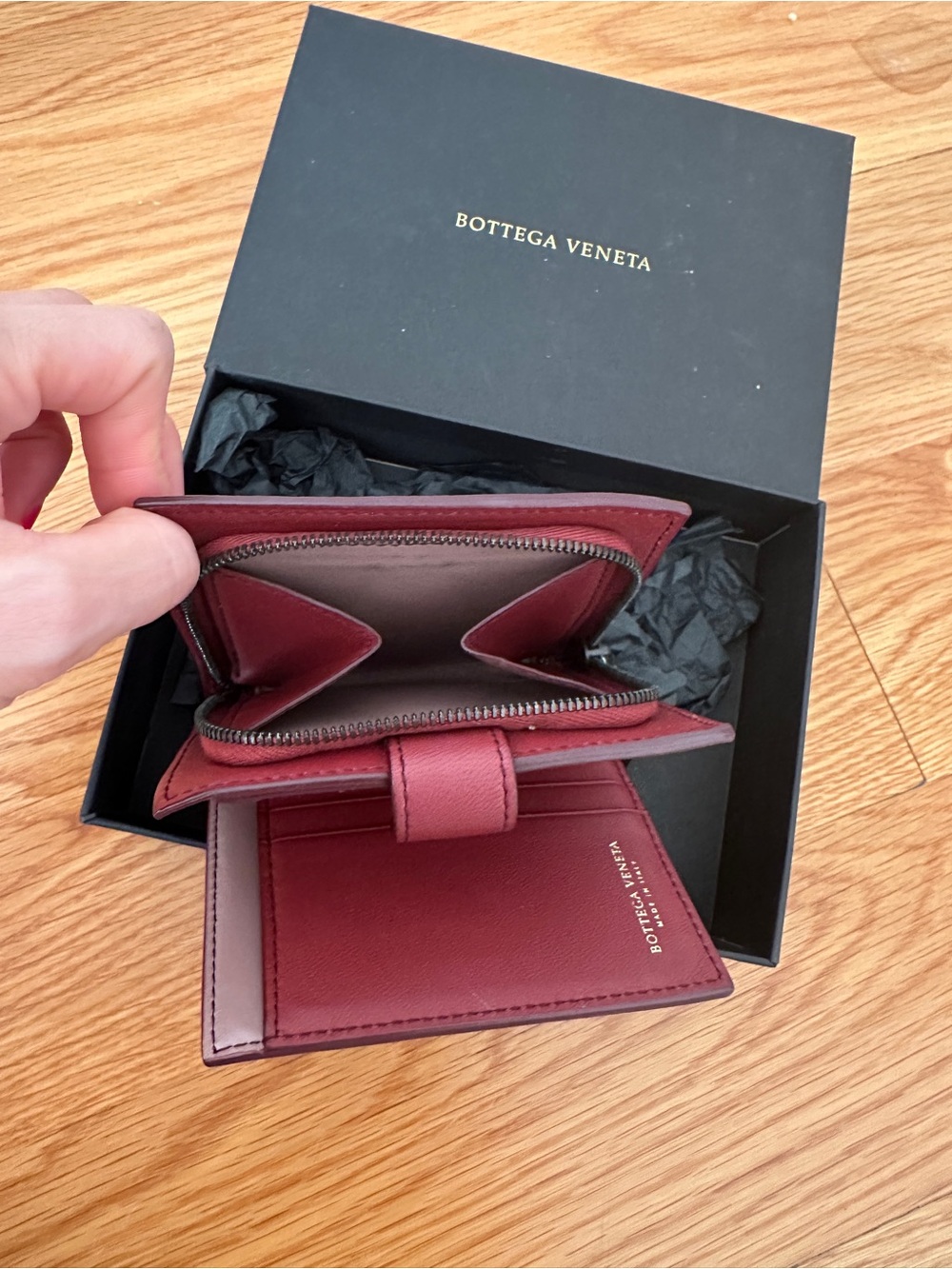 Bottega Veneta Burgundy Woven Leather Card,cash holder wallet - Picture 8 of 8